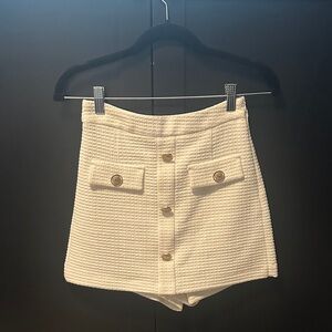 Zara Chic Cream Button-Up Skort